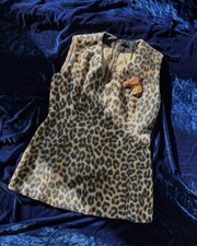 Vintage 1950s Blouse Leopard Print Faux Fur Vest Zip Back Fitted Rockabilly