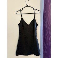 Nasty Gal Black Satin Slip Dress (NWT)