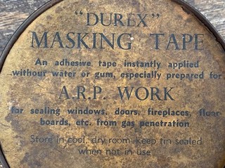 Original DUREX Masking Tape Tin WW2 British A.R.P Work for Gas & Air Raids