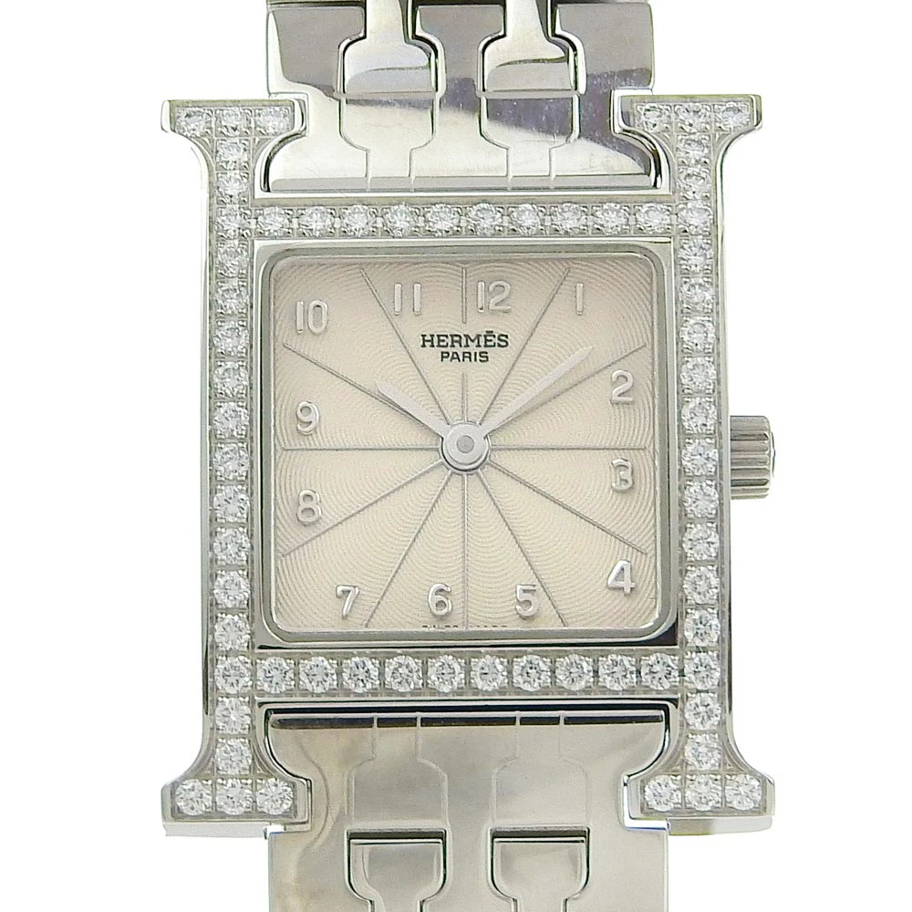 HERMÈS HERMES H Orologio Orologi HH1.230 Lunetta Diamante Quadrante Argento Acciaio Inox Qu...