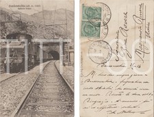 BARDONECCHIA - GALLERIA FREJUS - FERROVIA E TRENO FUORI STAZIONE (TORINO) 1916