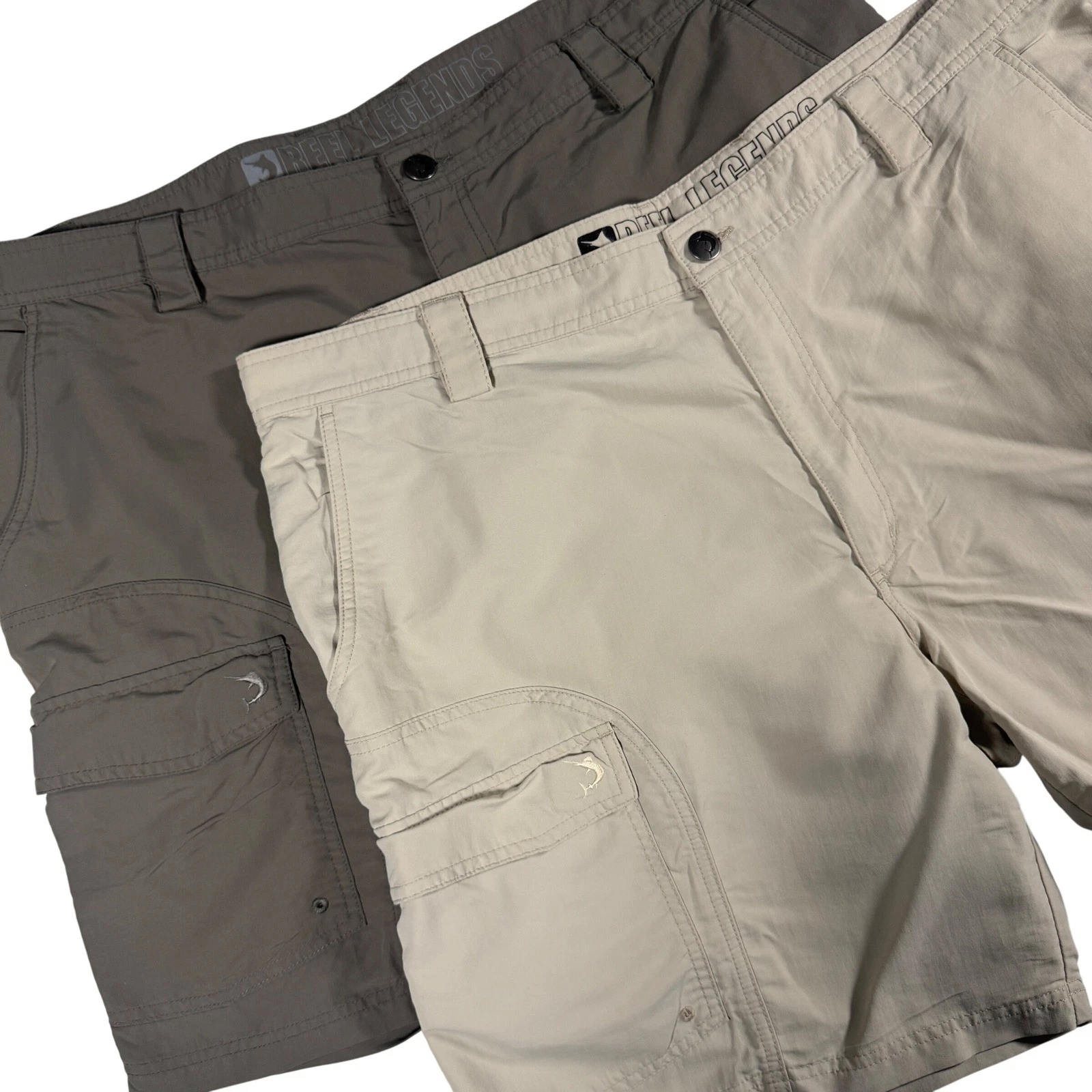 Reel Legends Freeline Fishing Cargo Shorts Mens 44 Tan Brown 2 Pair Bundle