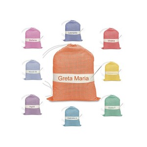 SACCO Asilo RICAMATO e PERSONALIZZATO misura GRANDE MAXI cm. 45x60 a QUADRETTI