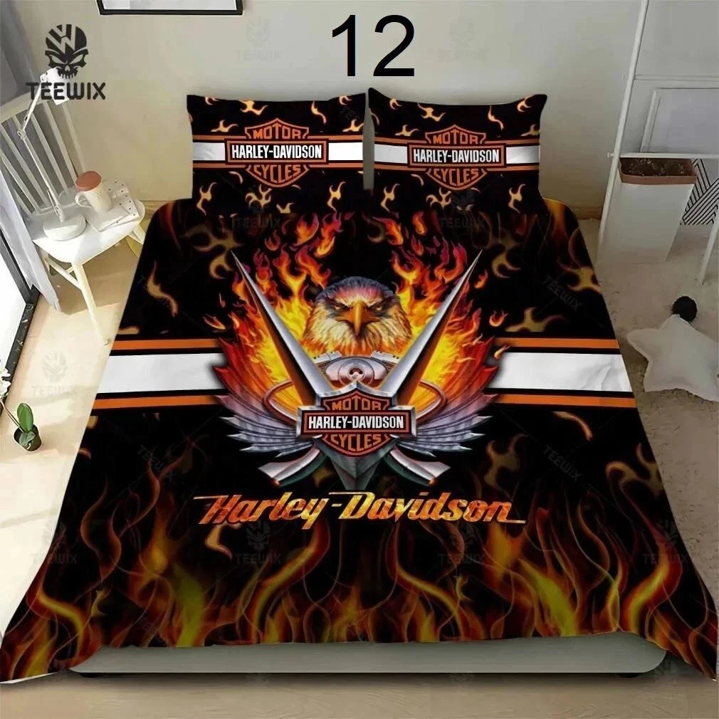H daviidson's Motorcycle Bedding Set with Pillowcase, Gift For Fans