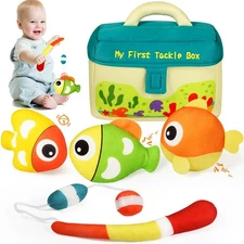 KMUYSL Baby Toys 0-3-6-9-12 Months, My First Tackle Box Plush Toys -4 Pcs Sensor