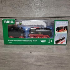 NEW Brio 33884 Battery Steaming Train Wooden Railroad Engine in Black  Red