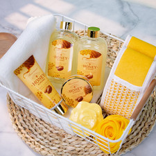 Gift Baskets , Spa Gifts for Women, 8Pcs Honey Almond Bath Gift Set for Women, R
