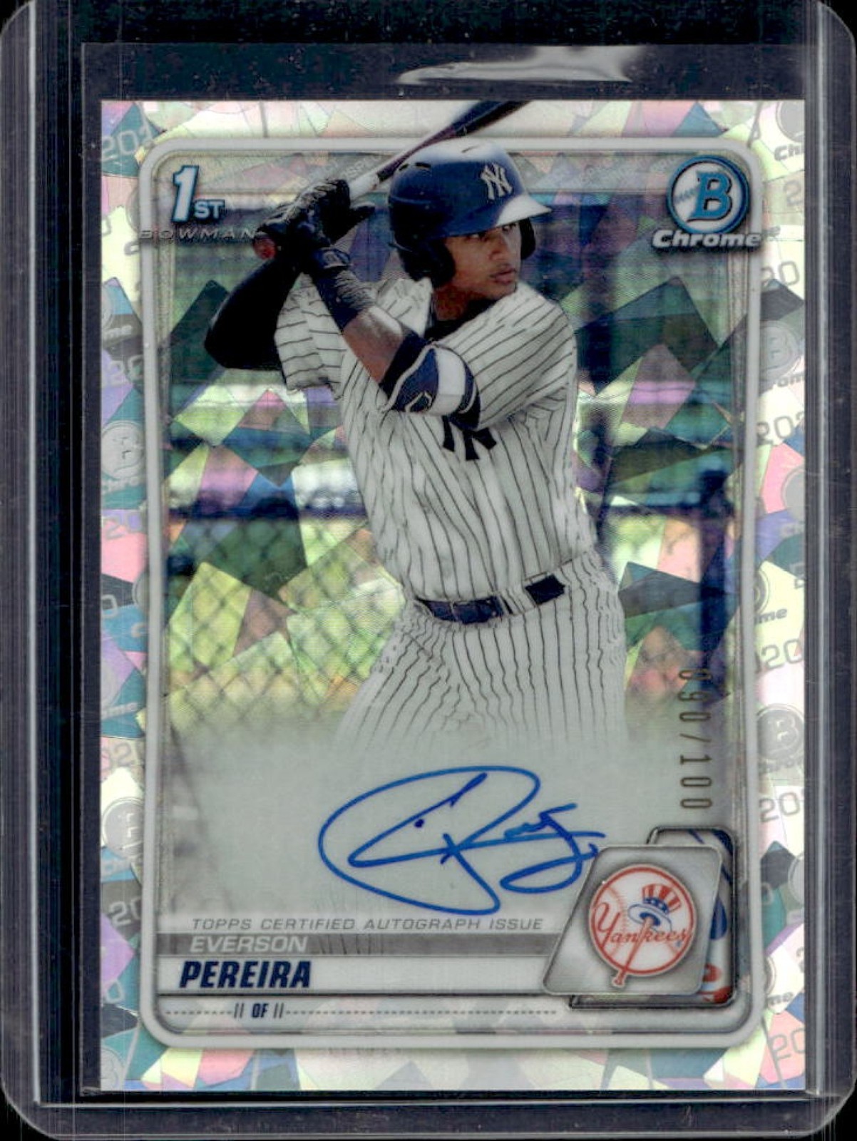 2020 Bowman Everson Pereira Chrome Auto 1st Atomic Refractor #/100 Yankees