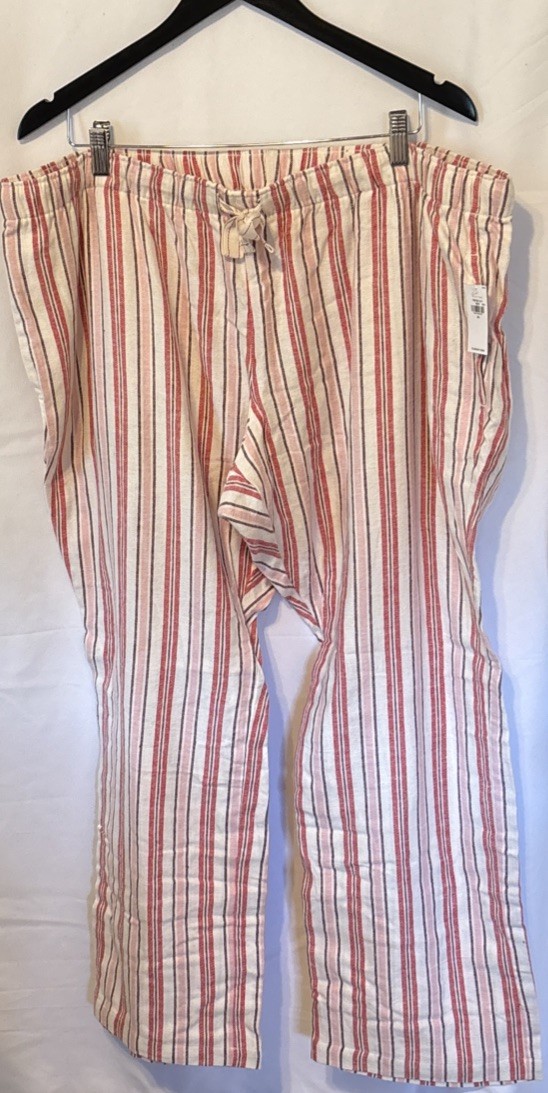 New with Tags-Old Navy 2X Sleep/Lounge Pants Red/White Strips With Side Pockets