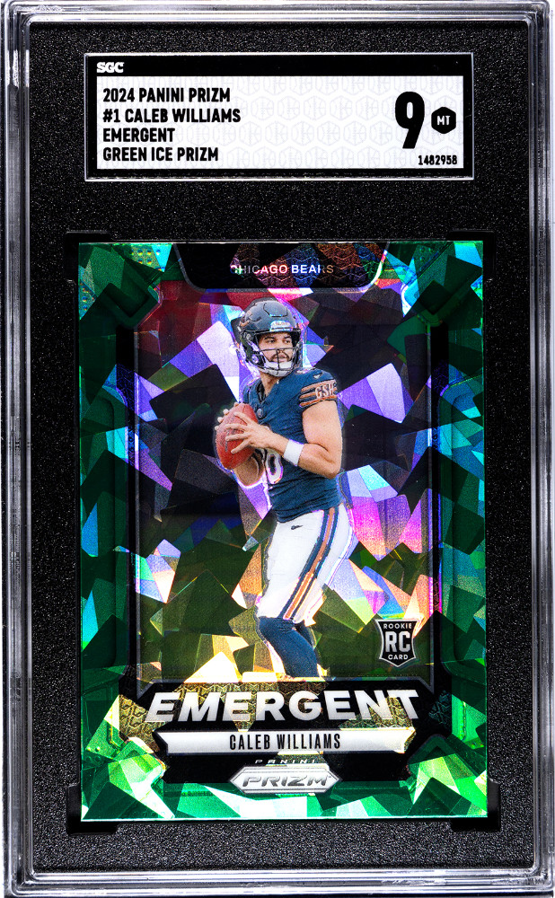 2024 Panini Prizm Caleb Williams #1 Emergent Green Ice SGC 9