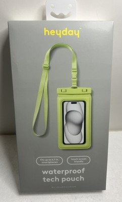 New Waterproof Cell phone Pouch Fits Up 6.7'' Touch Screen Adj Strap, Pastel Lime