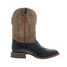 Tony Lama Castillo Full Quill Ostrich Made In USA Mens Black Western Boots