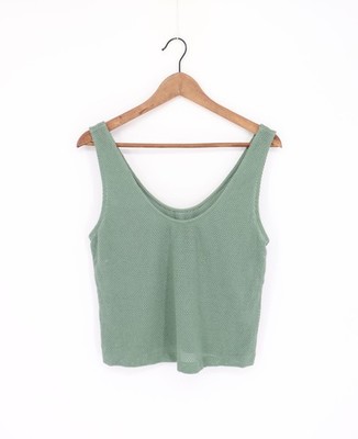 ENZA COSTA Sleeveless Mesh Tank Top Sage Green M $145 A1 445