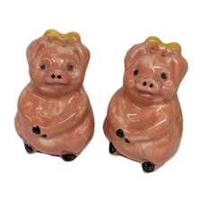 Vintage Salt Pepper Shakers  Pink Piggy Pigs