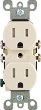 Leviton T5320-00T 15A Thermoplastic Duplex Light Almond Tamper Resist Outlet