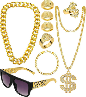 Hip Hop Costume Kit 80s 90s Rapper Accessories, Retro Outfit for Men Women Co...