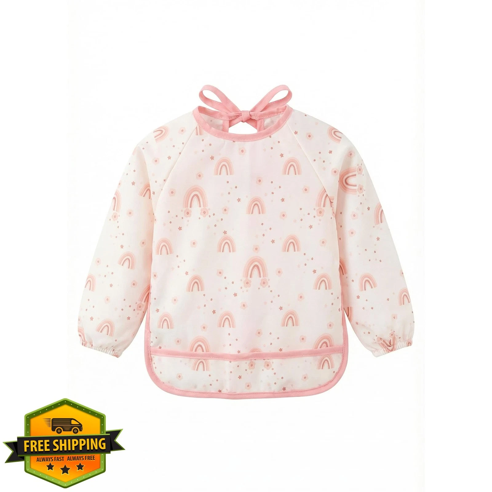 HAMUR HOME Long Sleeve Baby Bib Waterproof Mess-Proof Smock BLW