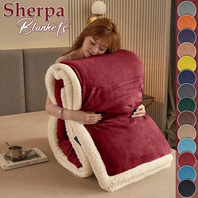 Sherpa Fleece Blanket for Winter Ultra Soft Warm Sherpa Bedding Throw ALL Sizes - Image 1 of 4
