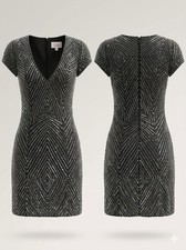 Parker Womens 100% Silk Beaded Sequined V Neck Mini Dress Size M Glam Cocktail