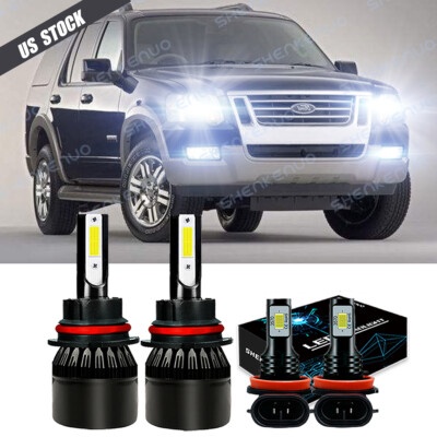 For Ford Explorer Sport Trac 2001-2005 4x 6000K LED Headlight+Fog Light Bulbs