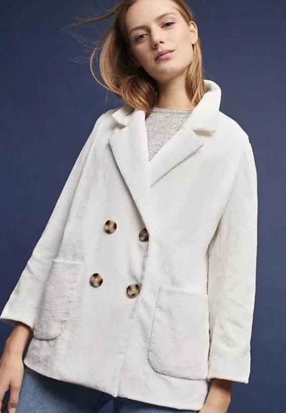 NEW Cartonnier Size XL Anthropologie Button Corduroy Blazer Cream Double Breast - Image 2 of 4