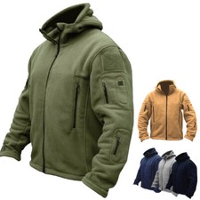 Men Casual Coat Tactical Recon Fleece Jacket Full Zip Army Hoodie Combat Hoody