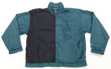 Rare Vintage FILA Spell Out Color Block Split Track Jacket 90s Green Black SZ M