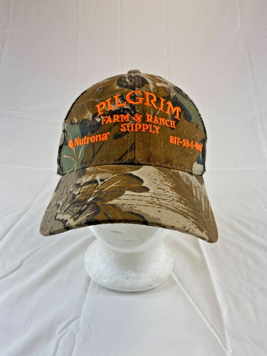 Pilgrim Farm Ranch Supply Baseball Cap Strapback Hat Mesh Camouflage Outdoor