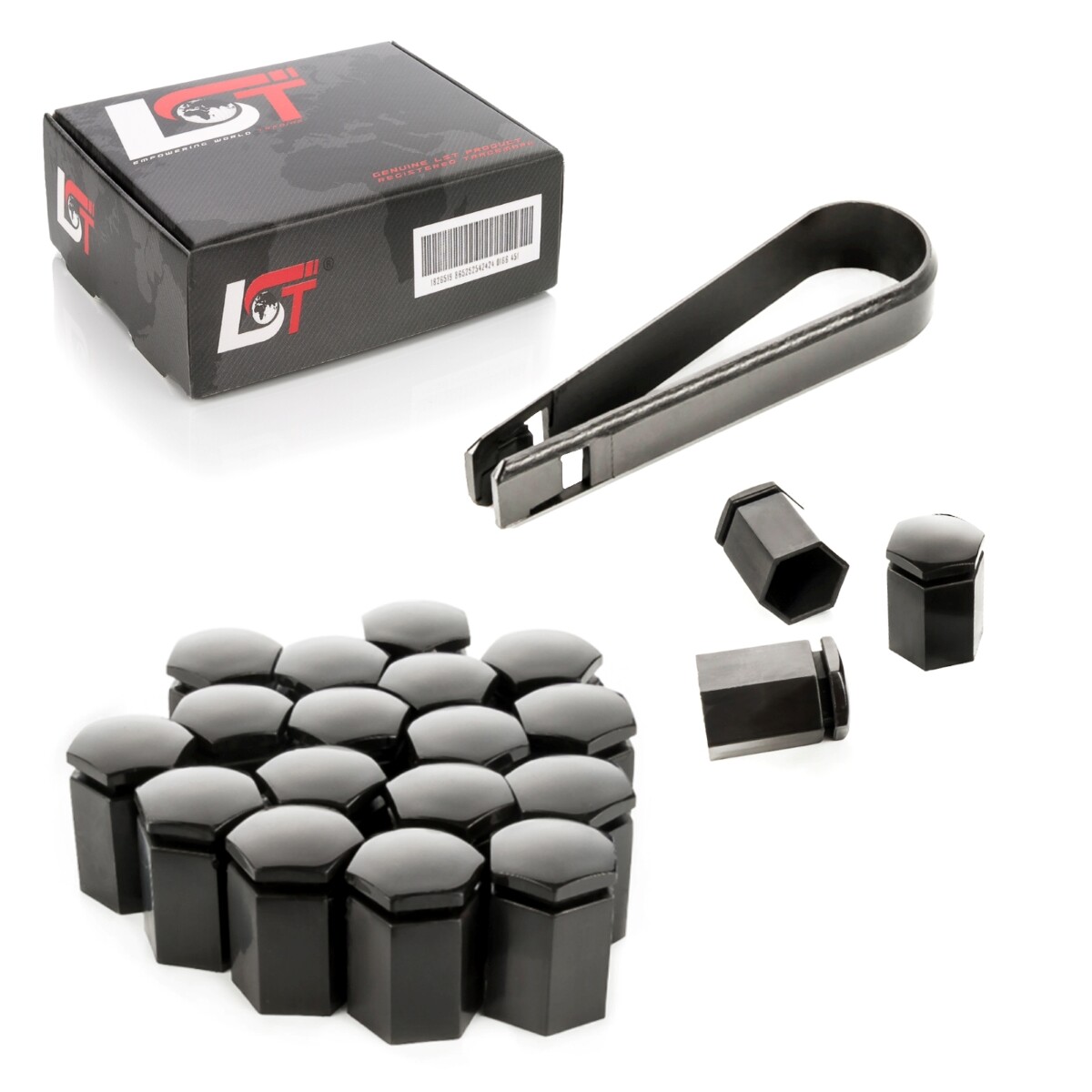 20X Caps Wheel Bolt Caps Long Black 17Mm For VW Lupo Passat