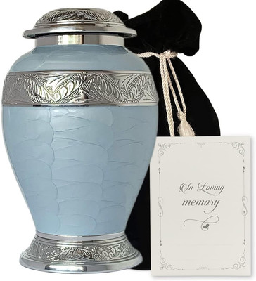Urn for Human Ashes - Heavenly Silver Blue Urns for Mom, Urns for Dad, Husband o