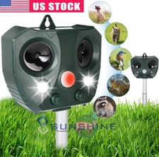 Solar Ultrasonic Animal Repeller Outdoor Pest Dog Cat Mice Deer Motion Sensor