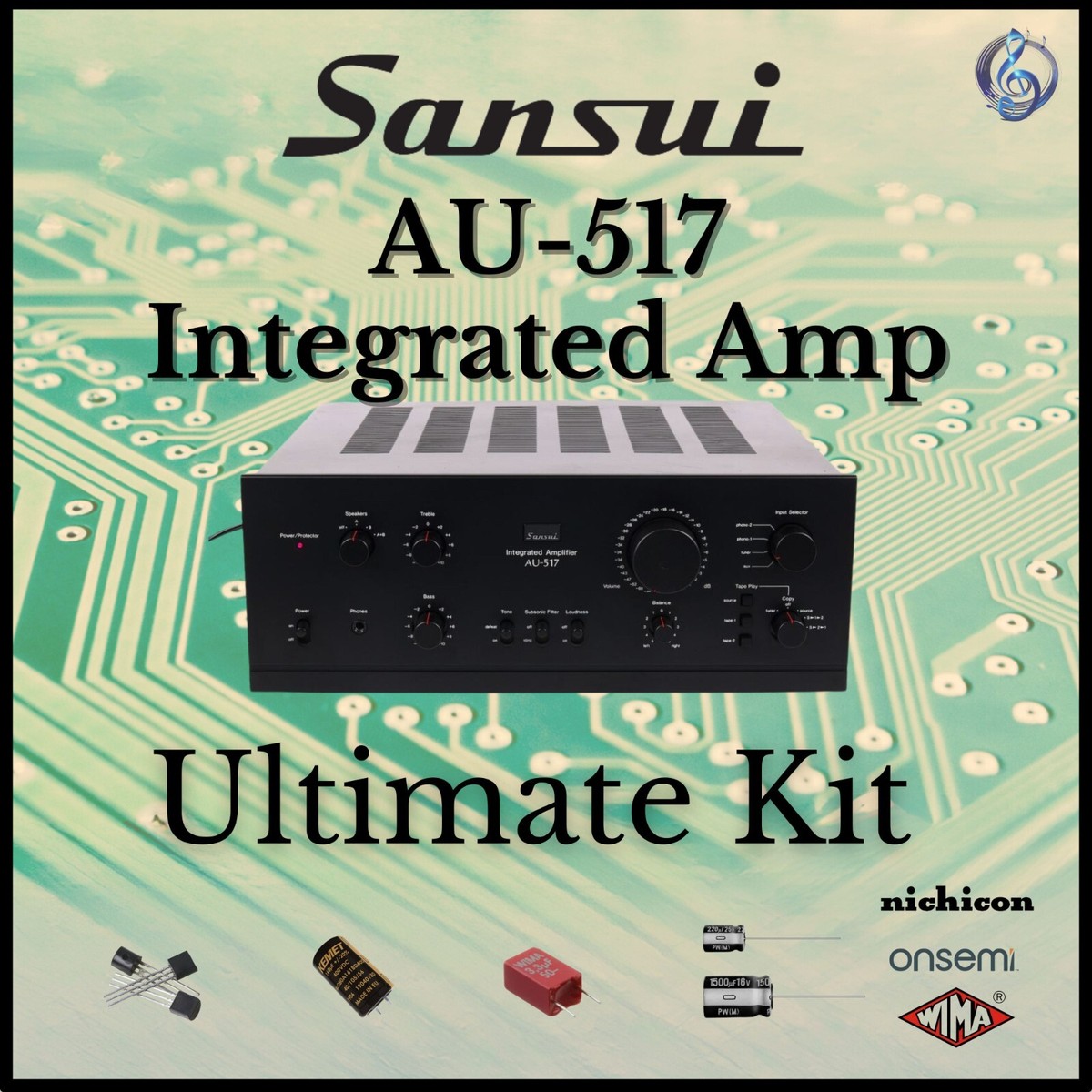 Sansui AU-517 Integrated Amp Ultimate Upgrade Kit Genuine Parts