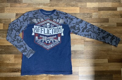 Affliction Freedom Defenders LOVE GUN Men s Long Sleeve T-Shirt,Size Large