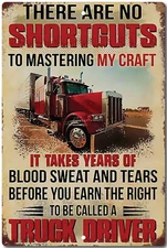 Garage man cave sign 1970s Overdrive trucker trucking auto metal tin Truck