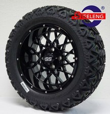 Golf Cart 14x7 Black Venom Wheels And 23x10-14 Dot All Terrain Tires 4 Golf Cart 14x7 Black Venom Wheels And 23x10-14 Dot All Terrain Tires 4