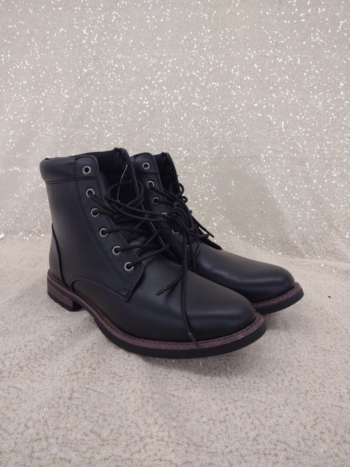 Goodfellow Mens Jeffrey Black Combat Boots Size 10-image