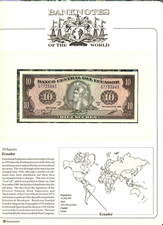 Banknotes of the World Ecuador 10 Sucres 1988 P-121Aa.7 UNC Serie LP 07733843