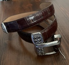 Brighton M24309 Brown Leather Decorative Silvertone Hardware Size 28-32