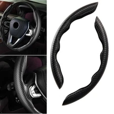 2Pcs ABS Black Carbon Fiber Car Steering Wheel Booster Non-Slip Cover Universal