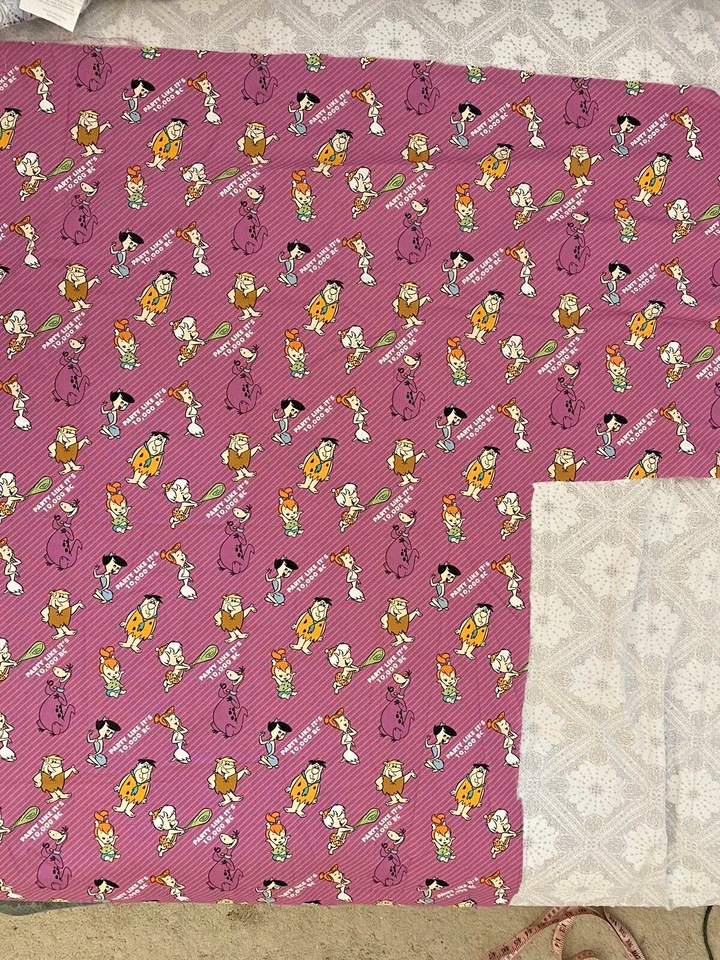 The Flinstones Party Like It’s 10,000 BC Cotton Fabric 27”x36”x36” - Image 3 of 3