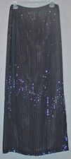 ELEGANT HAND MADE LADIES BLACK SILK BEADED LONG SKIRT SIZE 4/6 ONE OFA KIND MINT