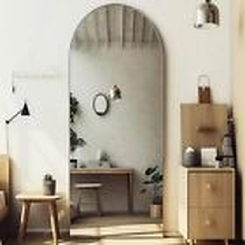 Full Length Mirror Arched Floor Mirror with Stand, Standing 71"×26