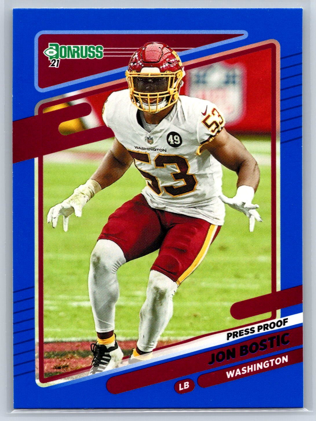 2021 Donruss Jon Bostic Press Proof Blue Parallel #10