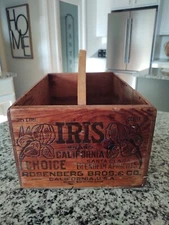 🌿Vtg. Handmade Iris California Fruit Rosenberg Bros. & Co. Wooden Caddy Tools 