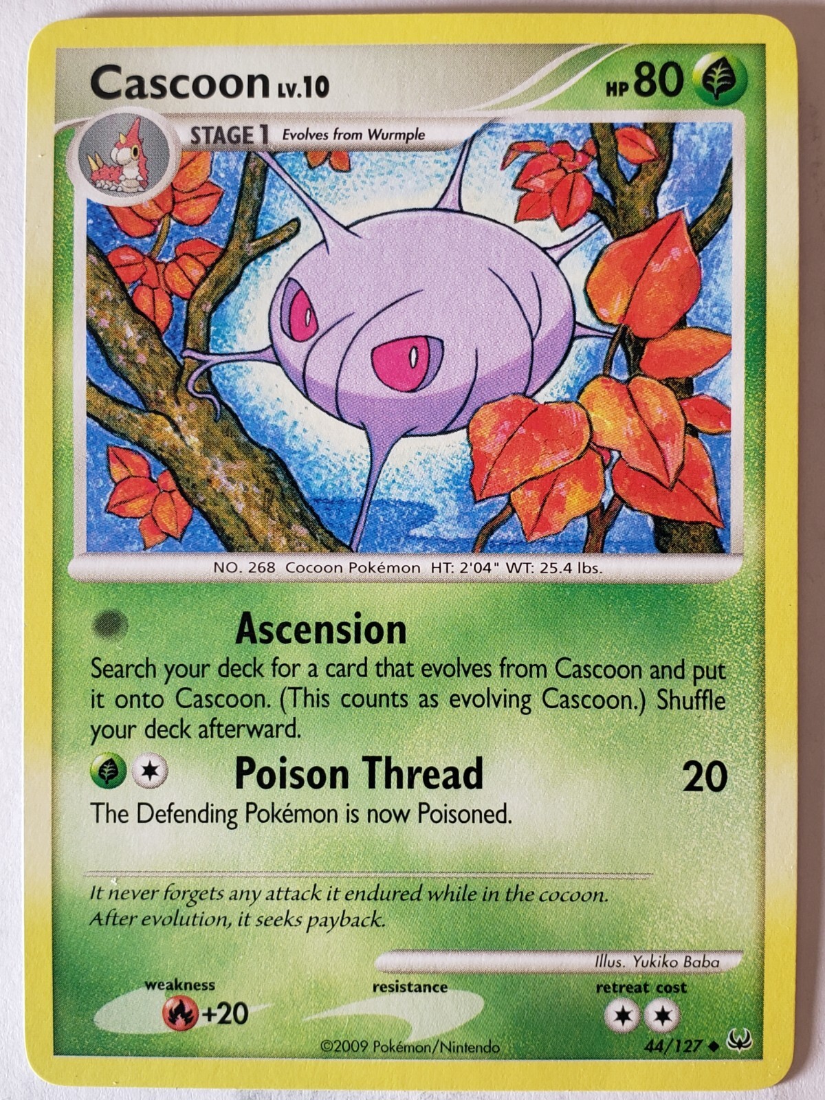 Cascoon 44/127 LP / VLP - Platinum Pokemon Card - Yukiko Baba Art
