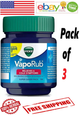 3X Vicks Vaporub Vaporize Blocked Nose Cough Cold Nasal Congestion Headache 50ml