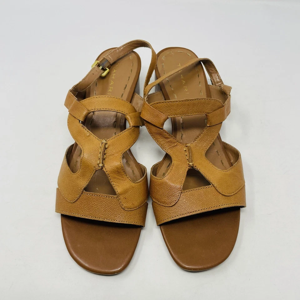 Tahari Mujer Talla 7.5M Abatible Cuero Tirantes Hebilla al Tobillo Sandalia Tacones en Tostado S1 Foto 4 de 4