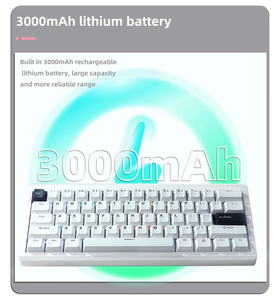 Hot Swap RGB Backlight Bluetooth Mechanical Keyboard with Gasket Structure and Wireless Connectivity