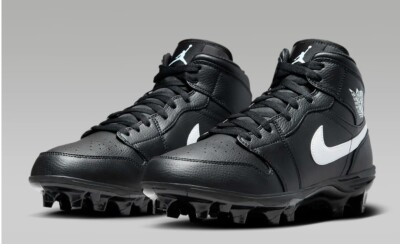Nike Air Jordan Mid Football Cleats White Triple Black FJ6805