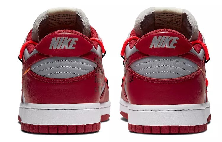 Off-White × Nike Dunk Low University Red Wolf Grey CT0856-600
